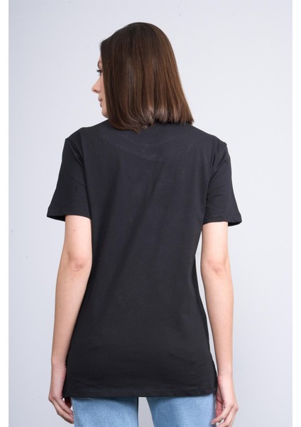 Çetinkaya Fithit 8321 Bayan Bisiklet Yaka 30/1 Penye Süprem Regular T-Shirt Siyah