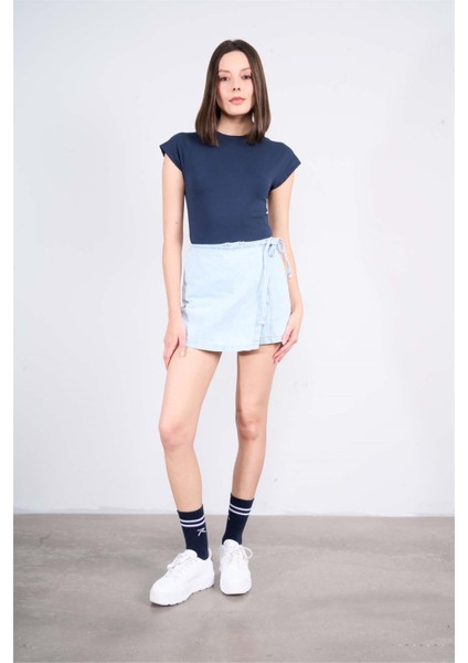 Çetinkaya Fithit 3266A Bayan Bisiklet Yaka 30/1 Likralı Süprem Crop T-Shirt Lacivert fiyatları