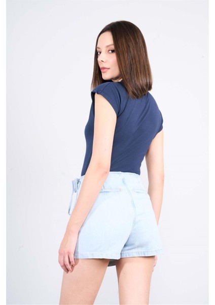 Çetinkaya Fithit 3266A Bayan Bisiklet Yaka 30/1 Likralı Süprem Crop T-Shirt Lacivert fırsatları