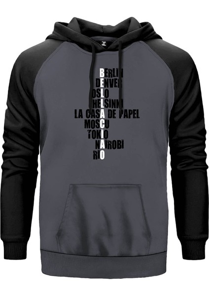 La Casa De Papel Ciao Gri Renk Reglan Kol Kapşonlu Sweatshirt