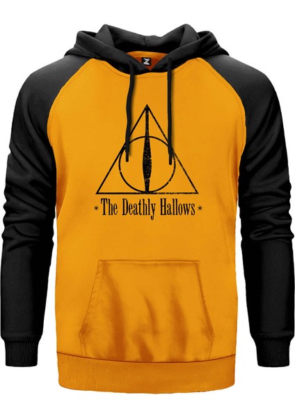Harry Potter Deathly Hallows Sarı Renk Reglan Kol Kapşonlu Sweatshirt