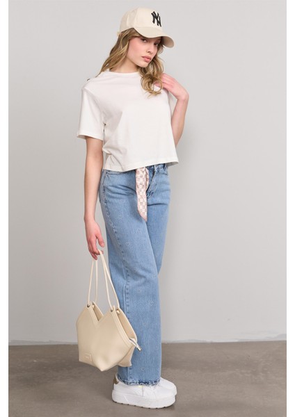 Çetinkaya Fithit 8286 Bayan Bisiklet Yaka 30/1 Compact Penye Süprem Crop T-Shirt Krem fiyatları