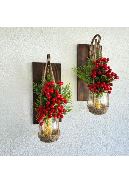 Duvar Dekoru, LED Işıklı, Kokina Yılbaşı Çiçeği, Balkon Dekoru, Ceviz Ikili Set fiyatları