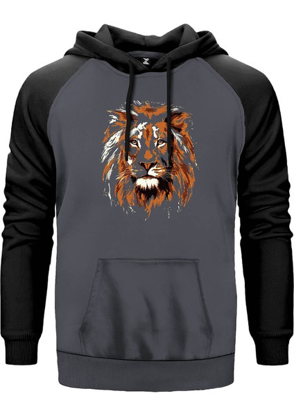 Leon Silüet Gri Renk Reglan Kol Kapşonlu Sweatshirt