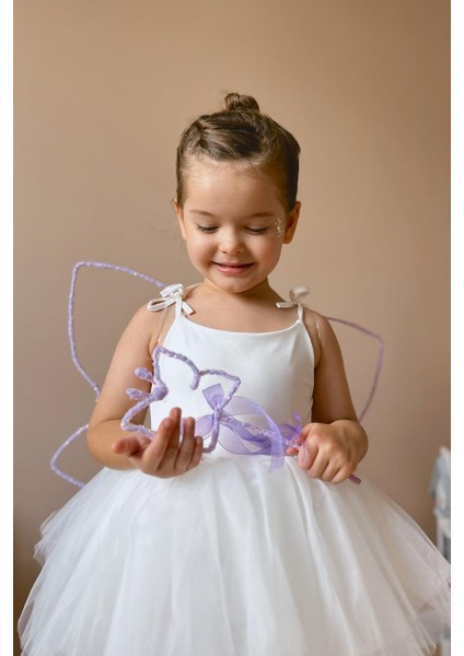 Lila Pullu 2'li Kelebek Kanat Asa Set
