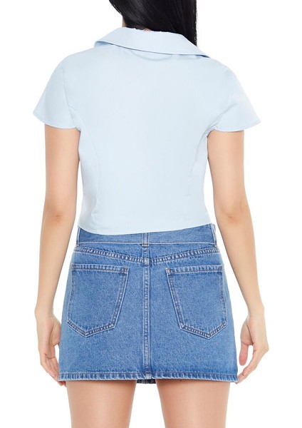 F21 Kısa Kollu Poplin Gömlek