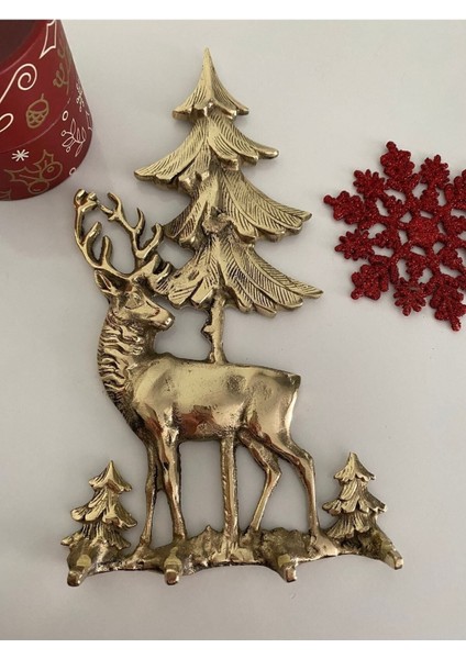 Pirinç Geyikli Askılı Anahtarlık Duvar Dekoru