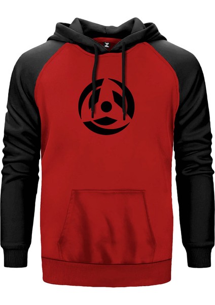 Naruto Logo Kırmızı Renk Reglan Kol Kapşonlu Sweatshirt
