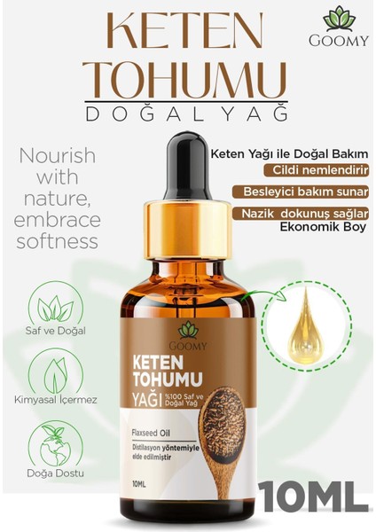 Keten Tohumu Yağı Soğuk Sıkım Doğal Bitkisel Sabit Yağ Flaxseed Oil 10ml