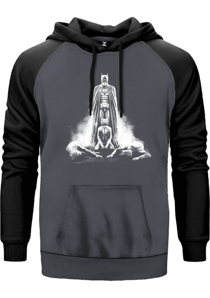Batman Mom And Dad Death Gri Renk Reglan Kol Kapşonlu Sweatshirt