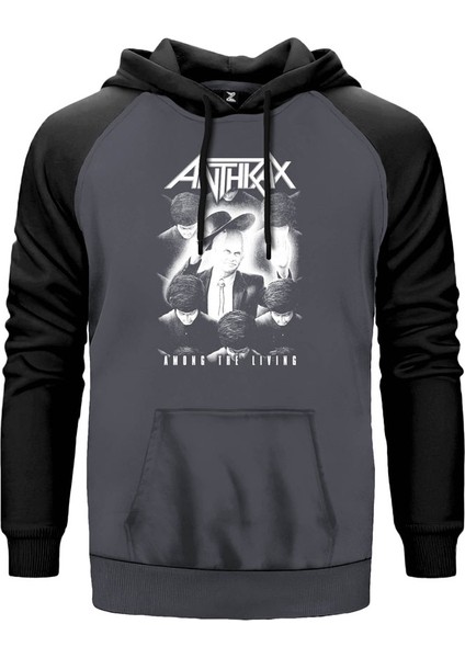 Anthrax Among The Living Gri Renk Reglan Kol Kapşonlu Sweatshirt