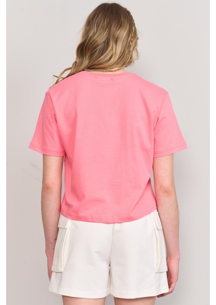 Çetinkaya Fithit 8286 Bayan Bisiklet Yaka 30/1 Compact Penye Süprem Crop T-Shirt Nar Çiçeği fırsatları