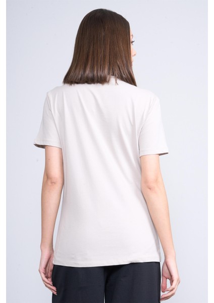 Çetinkaya Fithit 8415 Bayan Bisiklet Yaka 30/1 Penye Regular T-Shirt Vizon