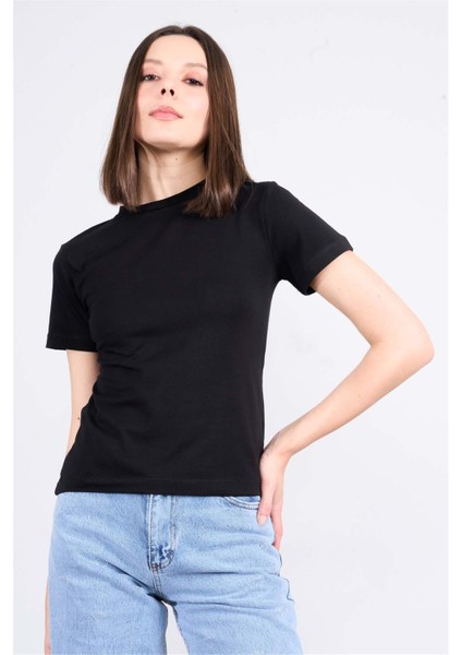 Çetinkaya Fithit 8501 Bayan Bisiklet Yaka 30/1 Likralı Süprem T-Shirt Siyah