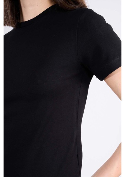 Çetinkaya Fithit 8501 Bayan Bisiklet Yaka 30/1 Likralı Süprem T-Shirt Siyah