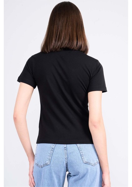 Çetinkaya Fithit 8501 Bayan Bisiklet Yaka 30/1 Likralı Süprem T-Shirt Siyah