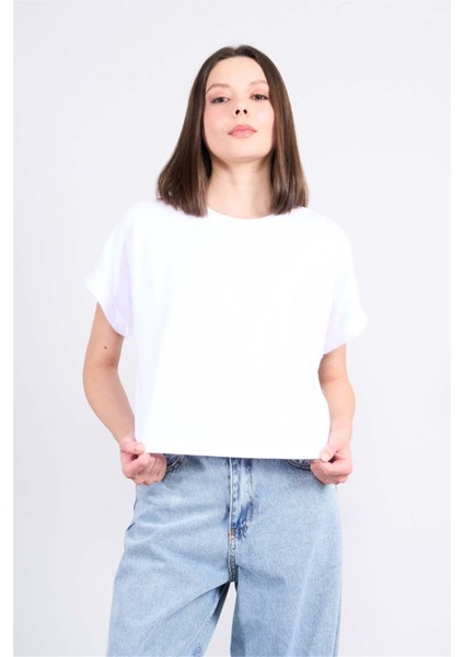 Çetinkaya Fithit 8382 Bayan Bisiklet Yaka 30/1 Penye Süprem T-Shirt Beyaz