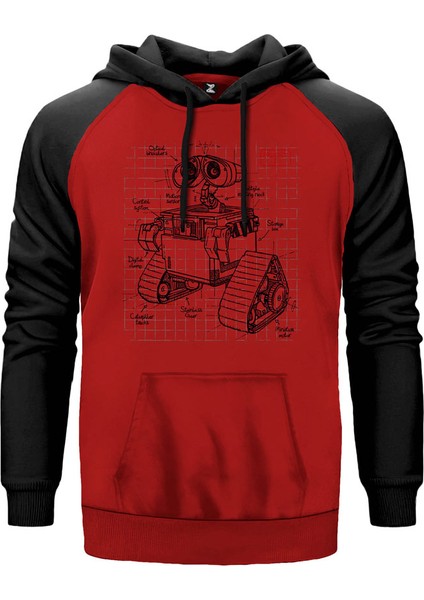 Starwars Robot Kırmızı Renk Reglan Kol Kapşonlu Sweatshirt