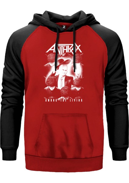 Anthrax Among The Living Kırmızı Renk Reglan Kol Kapşonlu Sweatshirt