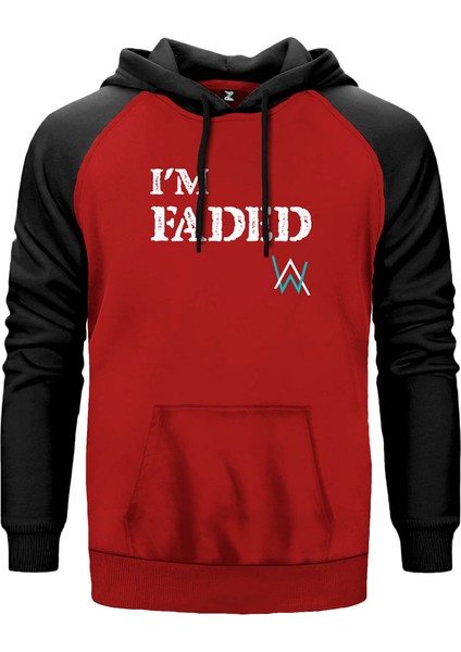 Alan Walker Faded Kırmızı Renk Reglan Kol Kapşonlu Sweatshirt