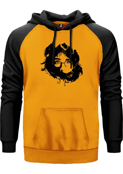 Harry Potter Siluette Sarı Renk Reglan Kol Kapşonlu Sweatshirt