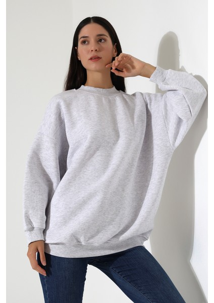 Yarım Balıkçı Yaka Şardonlu Salaş Basic Kadın Oversize Tunik Sweatshirt 21910 Karmelanj fiyatları