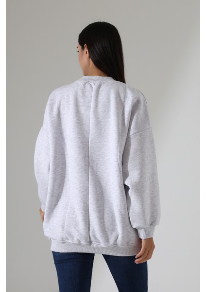 Yarım Balıkçı Yaka Şardonlu Salaş Basic Kadın Oversize Tunik Sweatshirt 21910 Karmelanj fırsatları