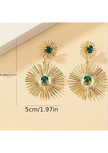 Çivilerle Kaplı Yeşil Taşlı Kaın Bohem Tasarım Küpe 1 Çift fiyatları