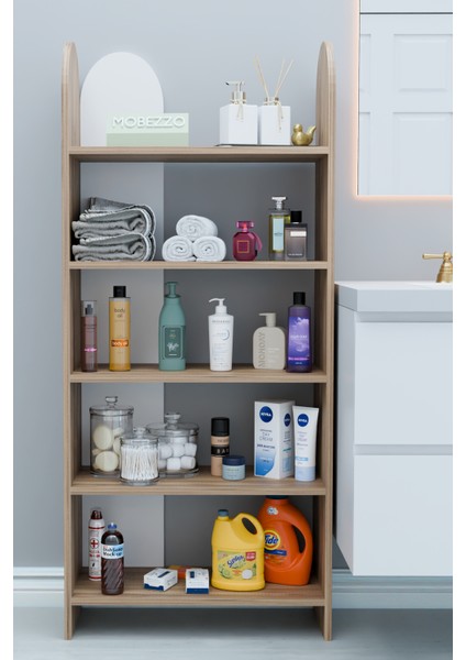 5 Raflı Modern Banyo Düzenleyici Raf Ünitesi Çok Amaçlı Depolama Rafı Havluluk Şampuanlık Dolap