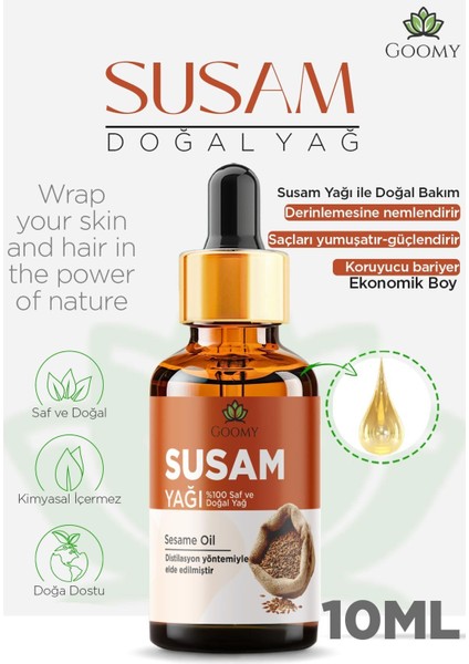 Susam Yağı Soğuk Sıkım Doğal Bitkisel Sabit Yağ Sesame Oil 10ml
