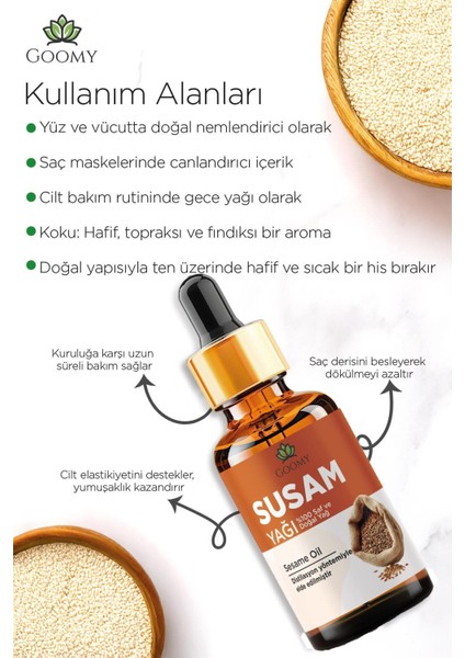 Susam Yağı Soğuk Sıkım Doğal Bitkisel Sabit Yağ Sesame Oil 10ml