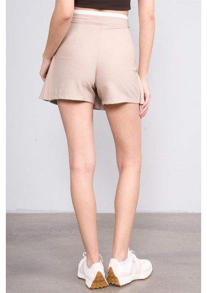 NM-109 Bej Kadın Pılelı Short Etek fırsatları