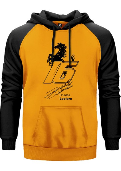 F1 Charles Leclerc Ferrari Sarı Renk Reglan Kol Kapşonlu Sweatshirt