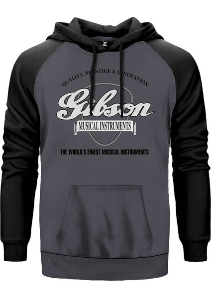 Gibson Gri Renk Reglan Kol Kapşonlu Sweatshirt