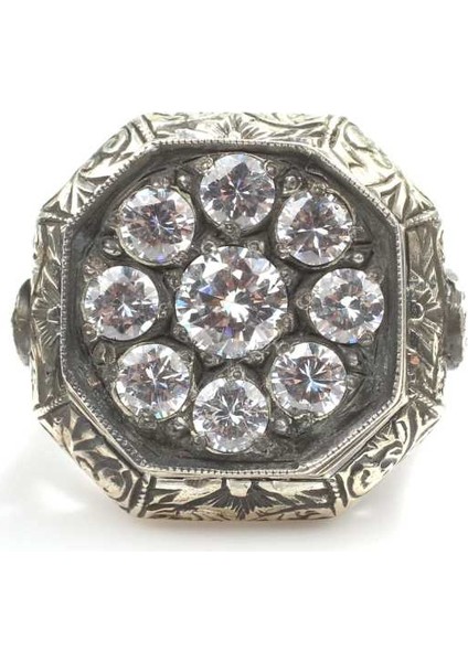 925 Ayar Gümüş Sekizgen Zirkon Taşlı Erkek Yüzük fırsatları