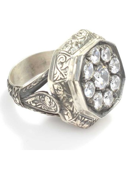 925 Ayar Gümüş Sekizgen Zirkon Taşlı Erkek Yüzük indirimleri