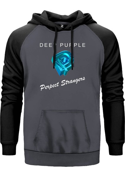 Deep Purple Perfect Strangers Gri Renk Reglan Kol Kapşonlu Sweatshirt