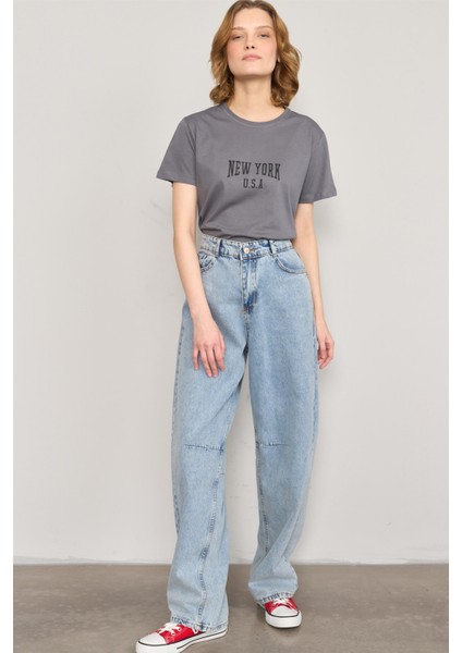 Çetinkaya Fithit 8488 Bayan Bisiklet Yaka 30/1 Compact Penye Süprem Baskılı T-Shirt Antrasit fiyatları