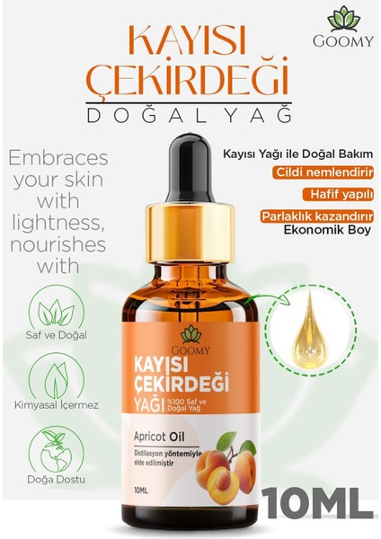 Kayısı Çekirdeği Yağı Soğuk Sıkım %100 Doğal Bitkisel Sabit Yağ Apricot Kernel Oil 10ML