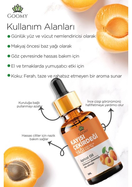 Kayısı Çekirdeği Yağı Soğuk Sıkım %100 Doğal Bitkisel Sabit Yağ Apricot Kernel Oil 10ML fiyatları