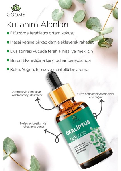 Okaliptus Yağı %100 Doğal Bitkisel Uçucu Yağ Eucalyptus Oil 10ML