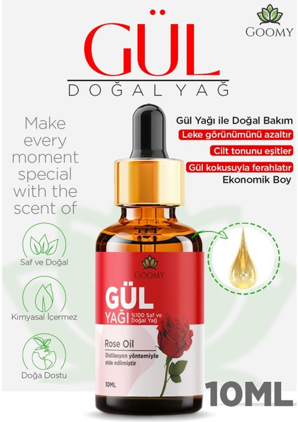 Gül Yağı %100 Doğal Bitkisel Uçucu Yağ Rose Oil 10ML