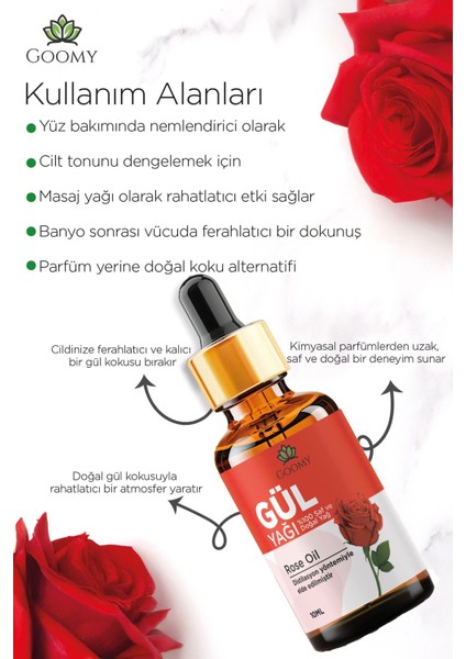 Gül Yağı %100 Doğal Bitkisel Uçucu Yağ Rose Oil 10ML