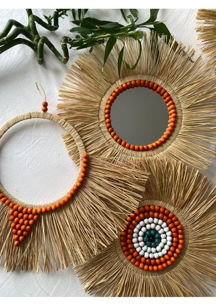 El Yapımı Rafya Duvar Süsü Duvar Aynası modelleri