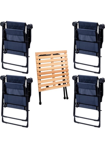 4 Adet Katlanır Kamp Sandalyesi ve Masa Seti - Rest - Lacivert - 130 kg Taşıma fiyatları