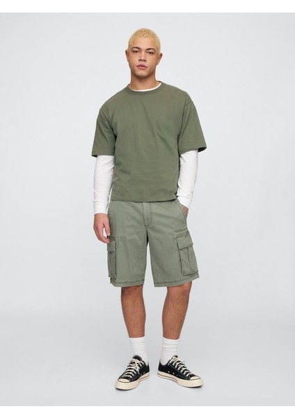 Erkek Haki Vintage Soft Boxy T-Shirt fırsatları