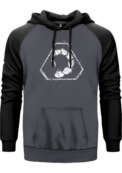 Command & Conquer Logo Gri Renk Reglan Kol Kapşonlu Sweatshirt