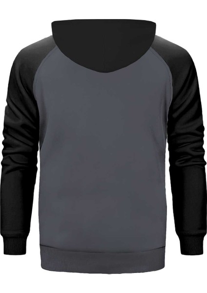 Command & Conquer Logo Gri Renk Reglan Kol Kapşonlu Sweatshirt