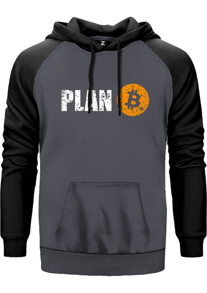 Kripto Para Plan B Gri Renk Reglan Kol Kapşonlu Sweatshirt