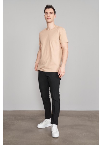 Çetinkaya Mentality 2772 Bisiklet Yaka Penye Slim Fit Camel T-Shirt fiyatları